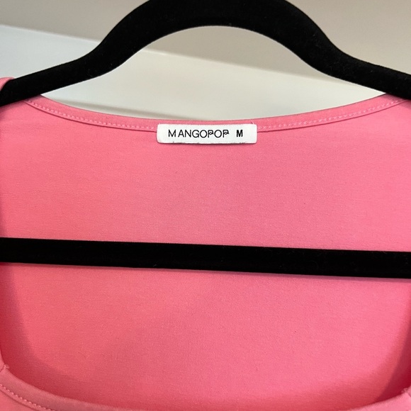 Mangopop Womens Square Neck Short Sleeve Pullover T-Shirt Pink Medium - Picture 2 of 3
